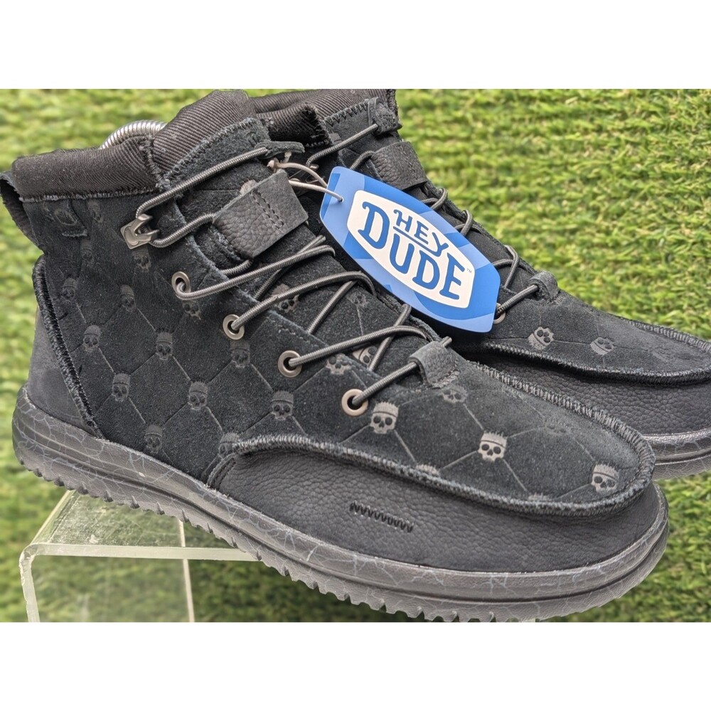 Hey Dude Bradley Suede Boots Jelly Roll Black Oyster Men's Size 10 Skull Print